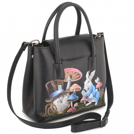 Женская кожаная сумка "Ванесса" "Алиса в стране чудес"