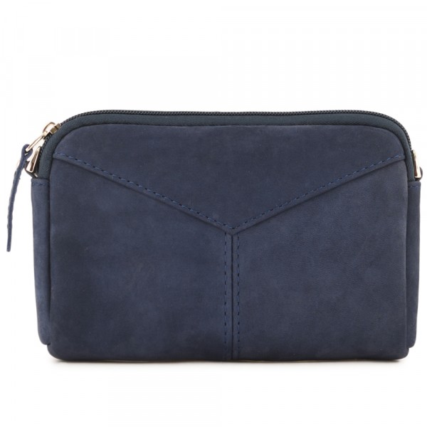  Кожаный клатч "Марта" (нубук синий). фото 1