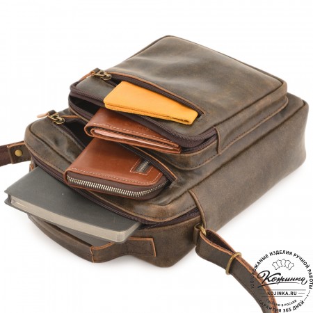  Мужская кожаная сумка "Гектор" (коричневая наппа)