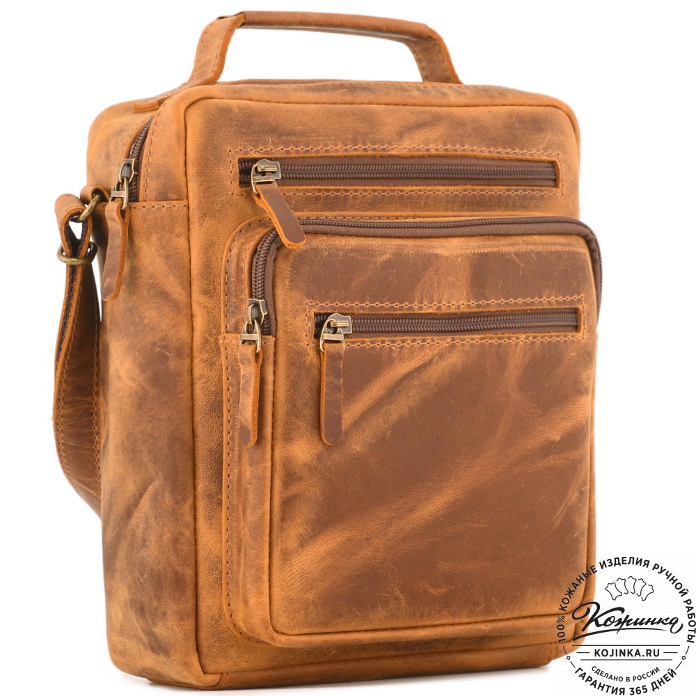 Кожаная сумка "Гектор" (рыжая крейзи)