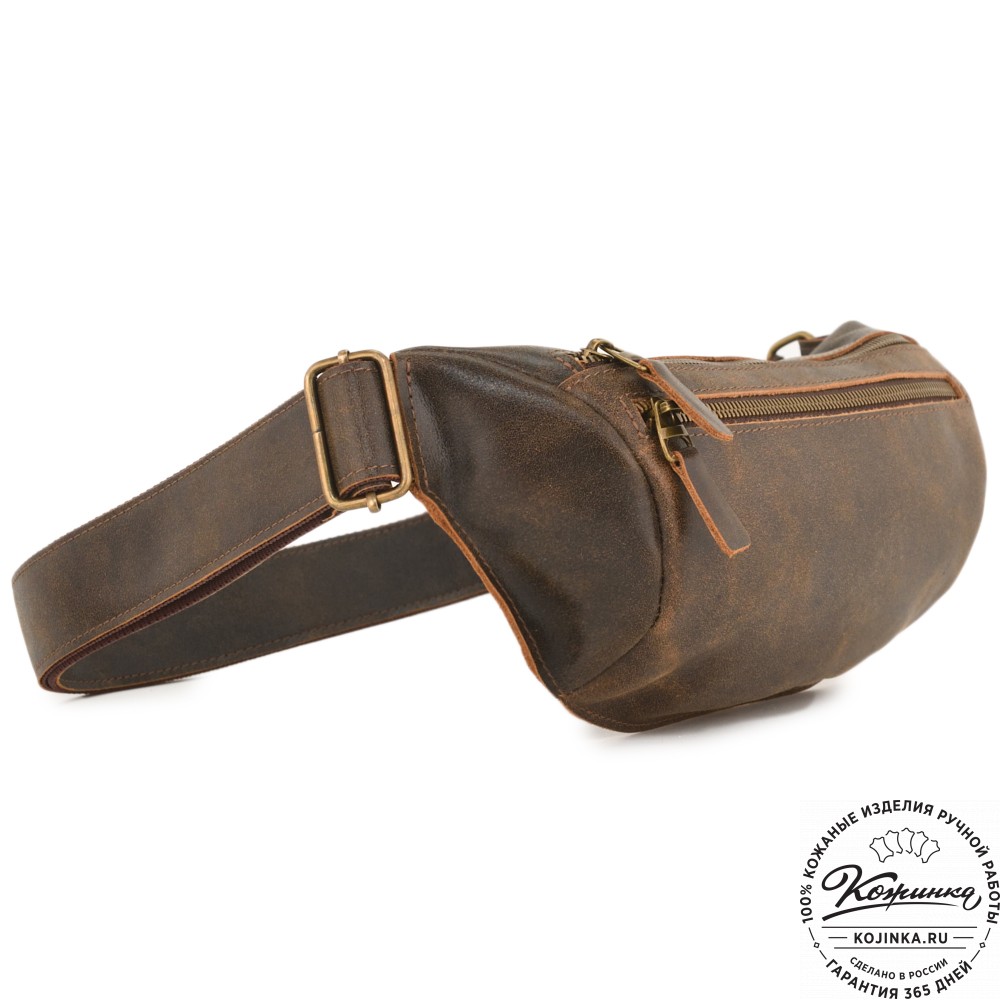 Кожаная сумка на пояс "Марио" (коричневая наппа)