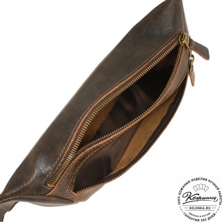 Кожаная сумка на пояс "Марио" (коричневая наппа)