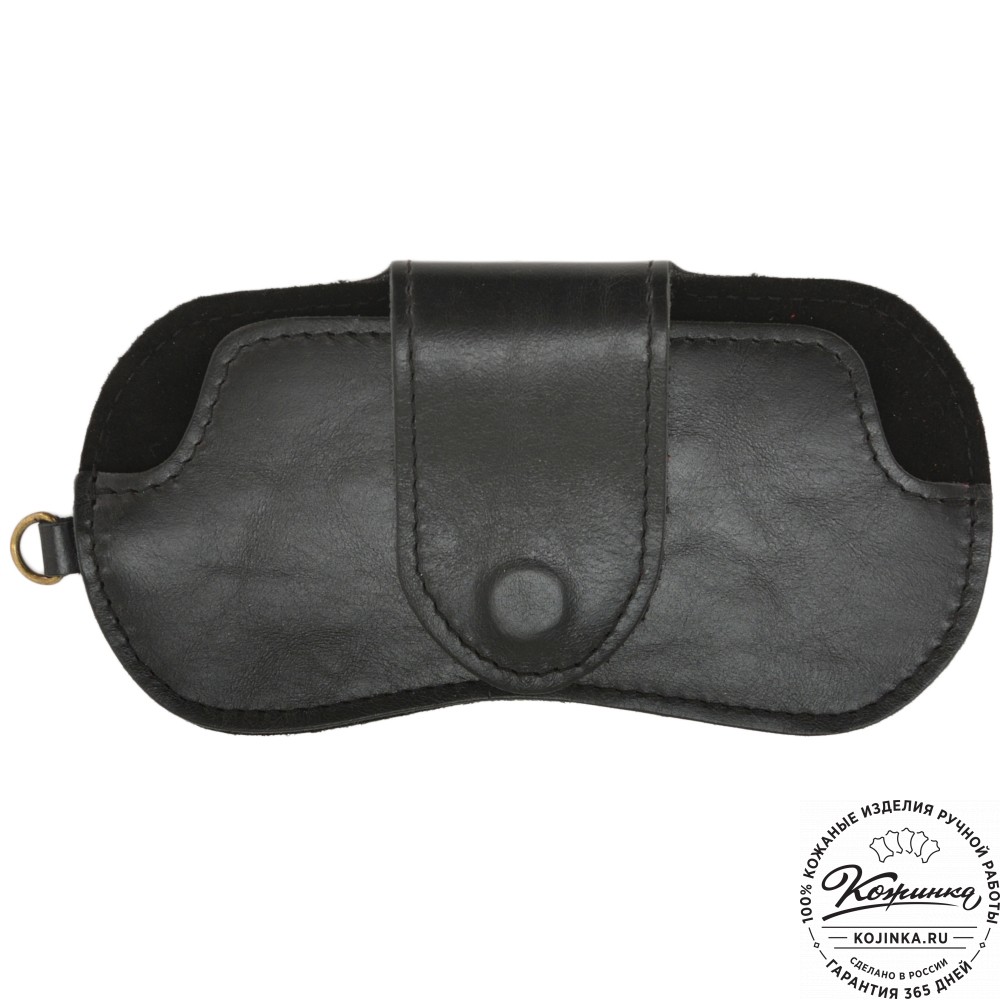 Кожаный чехол для очков "Бразилия" (глянец черный) 