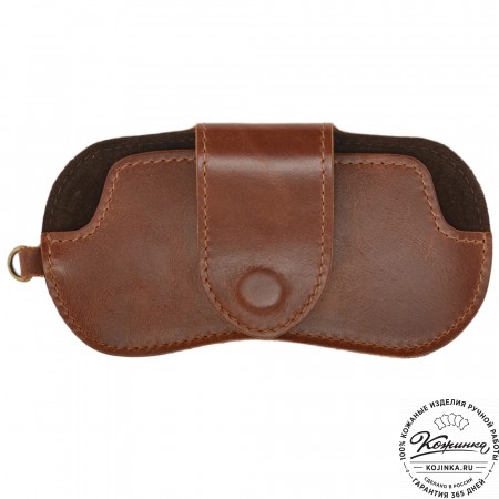 Кожаный чехол для очков "Бразилия" (глянец коньяк) 