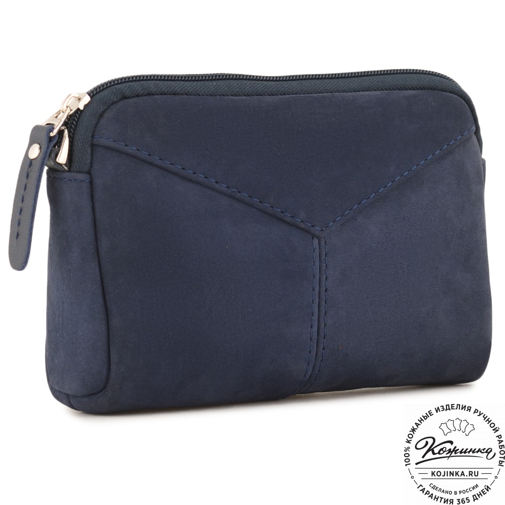  Кожаный клатч "Марта" (нубук синий)