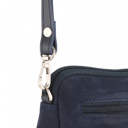  Кожаный клатч "Марта" (нубук синий)