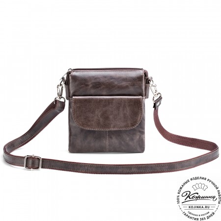 Кожаная сумка "Вуди" (тёмно-коричневый антик)
