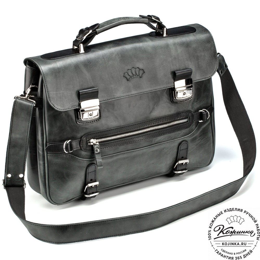 Кожаный портфель "Сталкер" (черный антик)