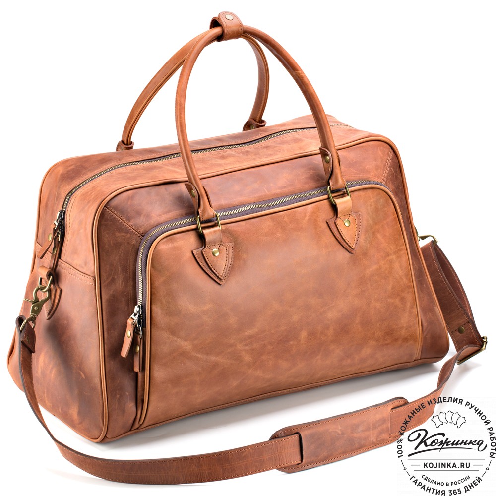 Кожаная дорожная сумка "Бруклин" (коричневый крейзи)