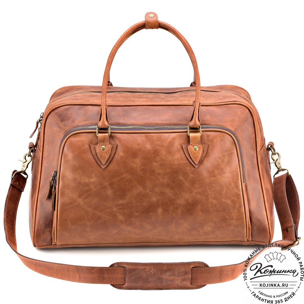 Кожаная дорожная сумка "Бруклин" (коричневый крейзи)
