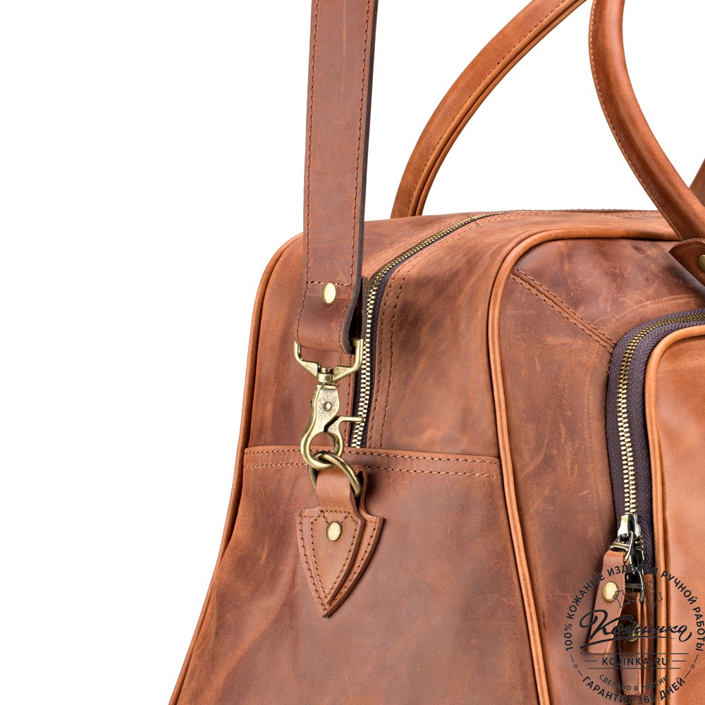 Кожаная дорожная сумка "Бруклин" (коричневый крейзи)