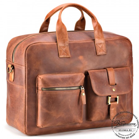 Кожаная деловая сумка "Райли" (коричневый крейзи) 