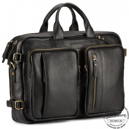 Кожаная сумка-рюкзак "Бигмэн" (черная)