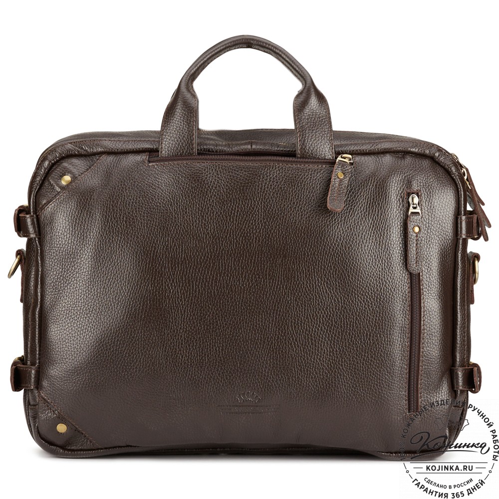 Кожаная сумка-рюкзак "Бигмэн" (тёмно-коричневая)