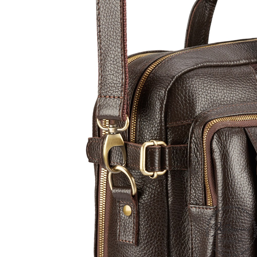 Кожаная сумка-рюкзак "Бигмэн" (тёмно-коричневая)