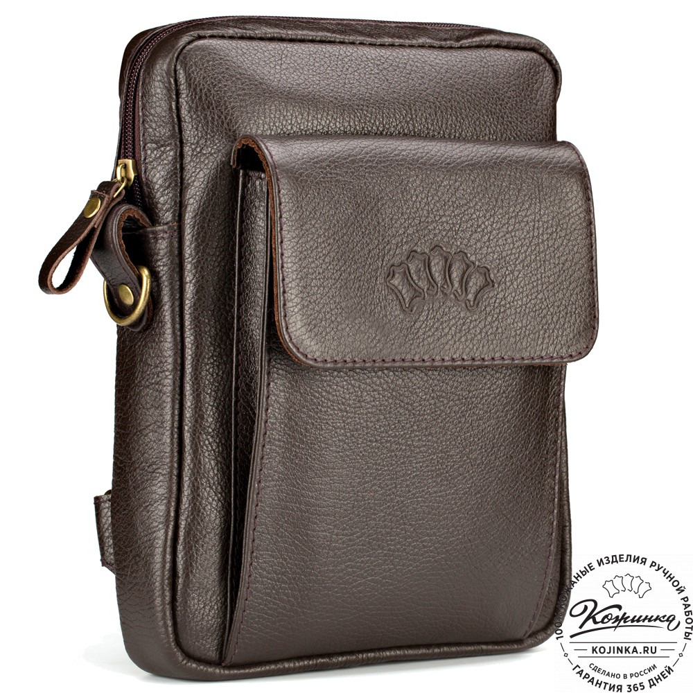 Кожаная нагрудная сумка "Стивен" (тёмно-коричневая)