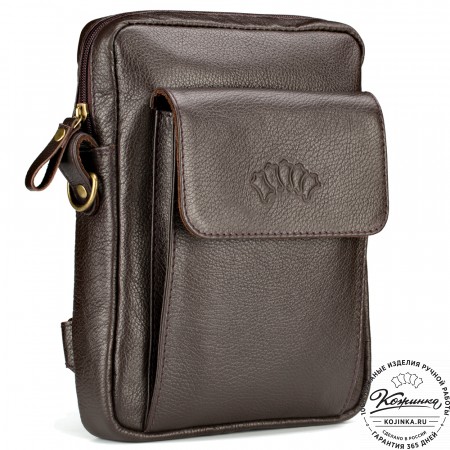 Кожаная нагрудная сумка "Стивен" (тёмно-коричневая)