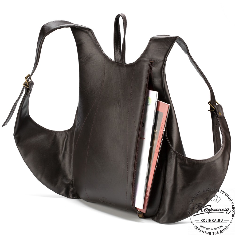 Кожаный рюкзак "Кевин" (тёмно-коричневый) 