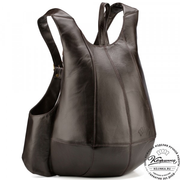 Кожаный рюкзак "Кевин" (тёмно-коричневый) . фото 1