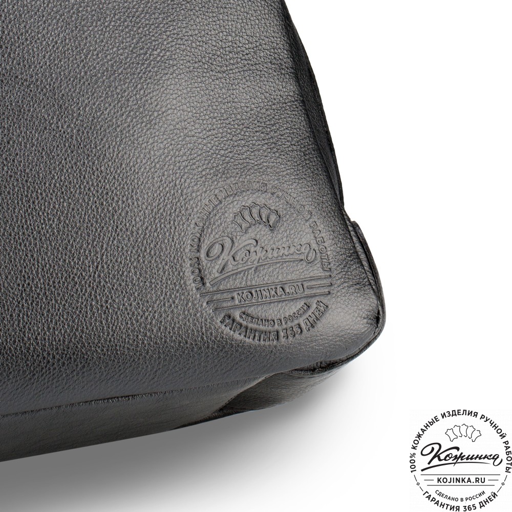 Кожаная деловая сумка "Гильермо" (чёрная) 