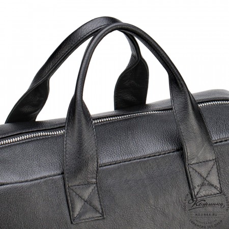 Кожаная деловая сумка "Райли" (чёрная) 