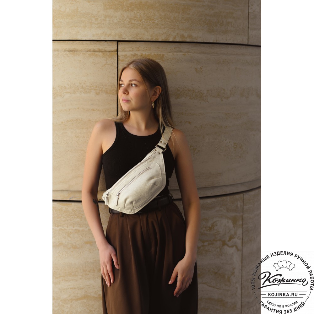 Кожаная сумка на пояс "Рики" (олива)