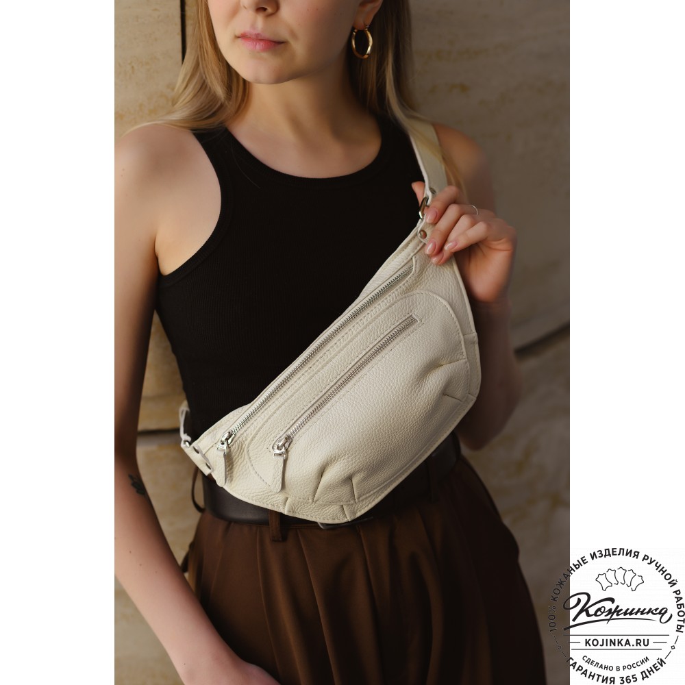 Кожаная сумка на пояс "Рики" (олива)