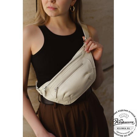 Кожаная сумка на пояс "Рики" (олива)