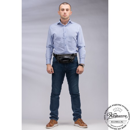 Кожаная сумка на пояс "Рики" (олива)