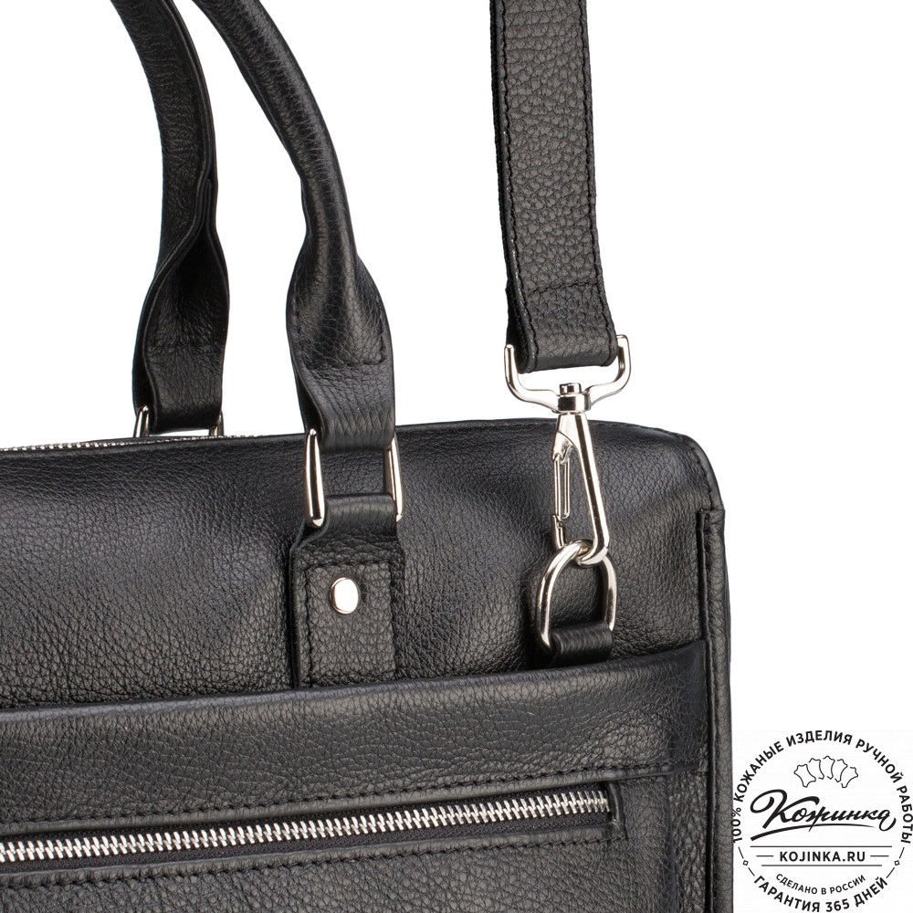 Кожаная деловая сумка "Вильямс" (чёрная) 