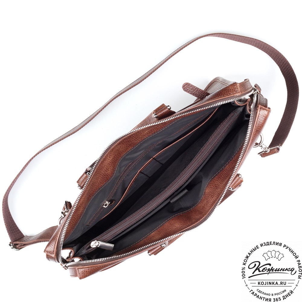 Кожаная деловая сумка "Вильямс" (светло-коричневая) 