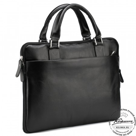 Кожаная деловая сумка "Ральф" (чёрная) 