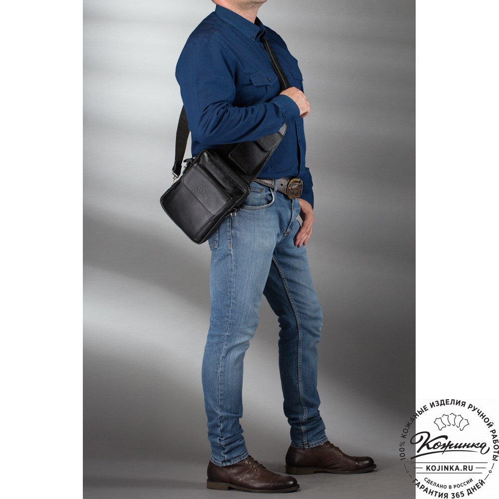 Кожаная нагрудная сумка "Стивен" (тёмно-коричневая)