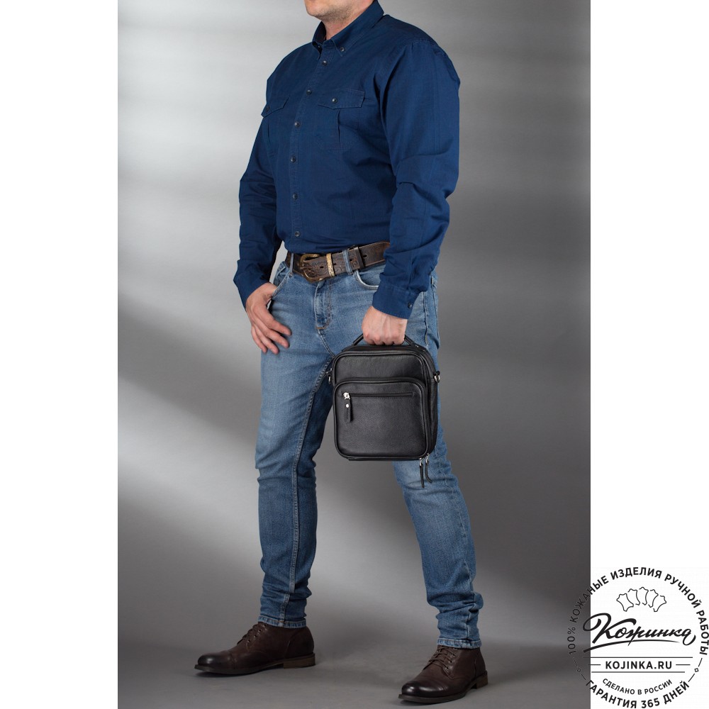 Кожаная сумка "Тедди" (синяя)