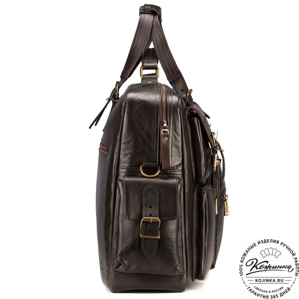 Кожаная деловая сумка для командировок  "Ричард" (тёмно-коричневый)