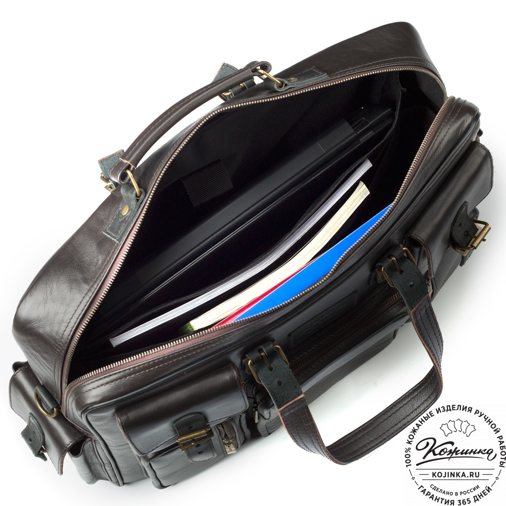 Кожаная деловая сумка для командировок  "Ричард" (тёмно-коричневый)