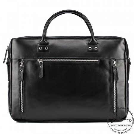 Кожаная деловая сумка "Спенсер" (чёрная) 