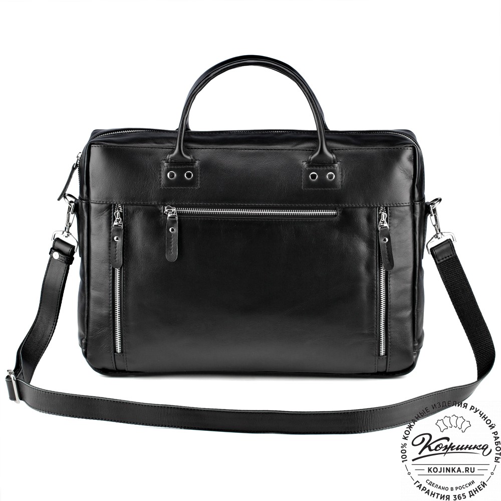 Кожаная деловая сумка "Спенсер" (чёрная) 