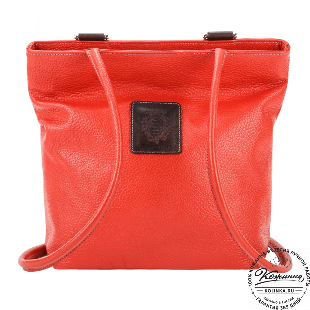 Женская кожаная сумка-рюкзак "Валентино" (красная)