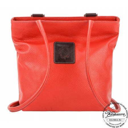 Женская кожаная сумка-рюкзак "Валентино" (красная)