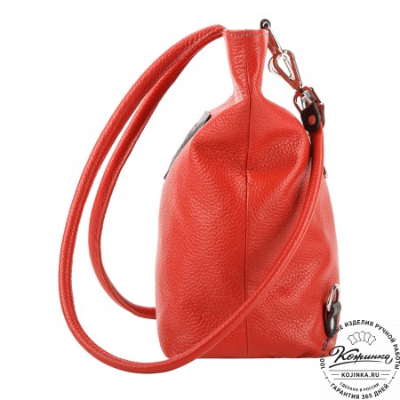Женская кожаная сумка-рюкзак "Валентино" (красная)