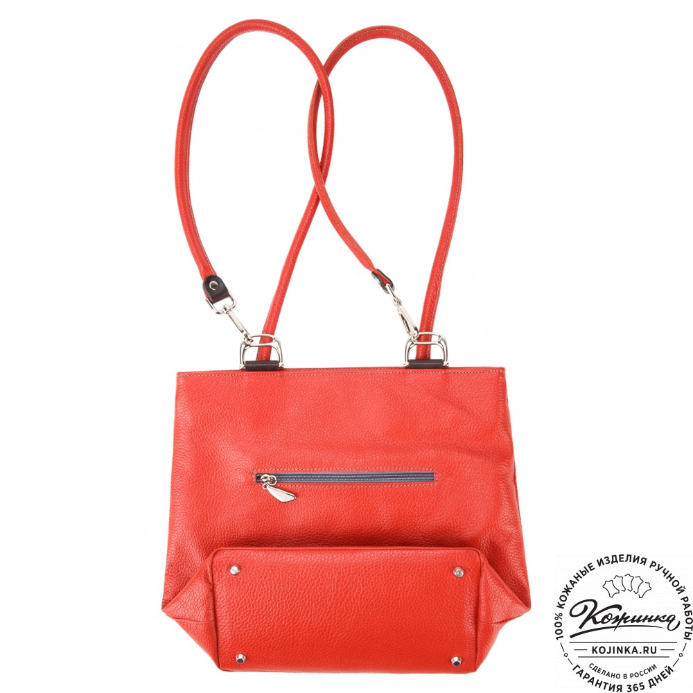 Женская кожаная сумка-рюкзак "Валентино" (красная)