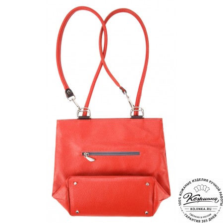 Женская кожаная сумка-рюкзак "Валентино" (красная)