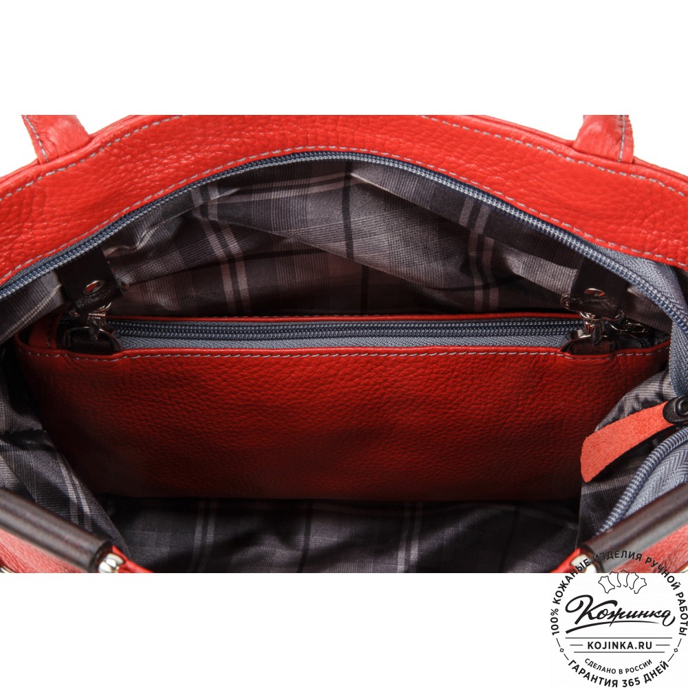 Женская кожаная сумка-рюкзак "Валентино" (красная)