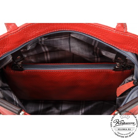 Женская кожаная сумка-рюкзак "Валентино" (красная)