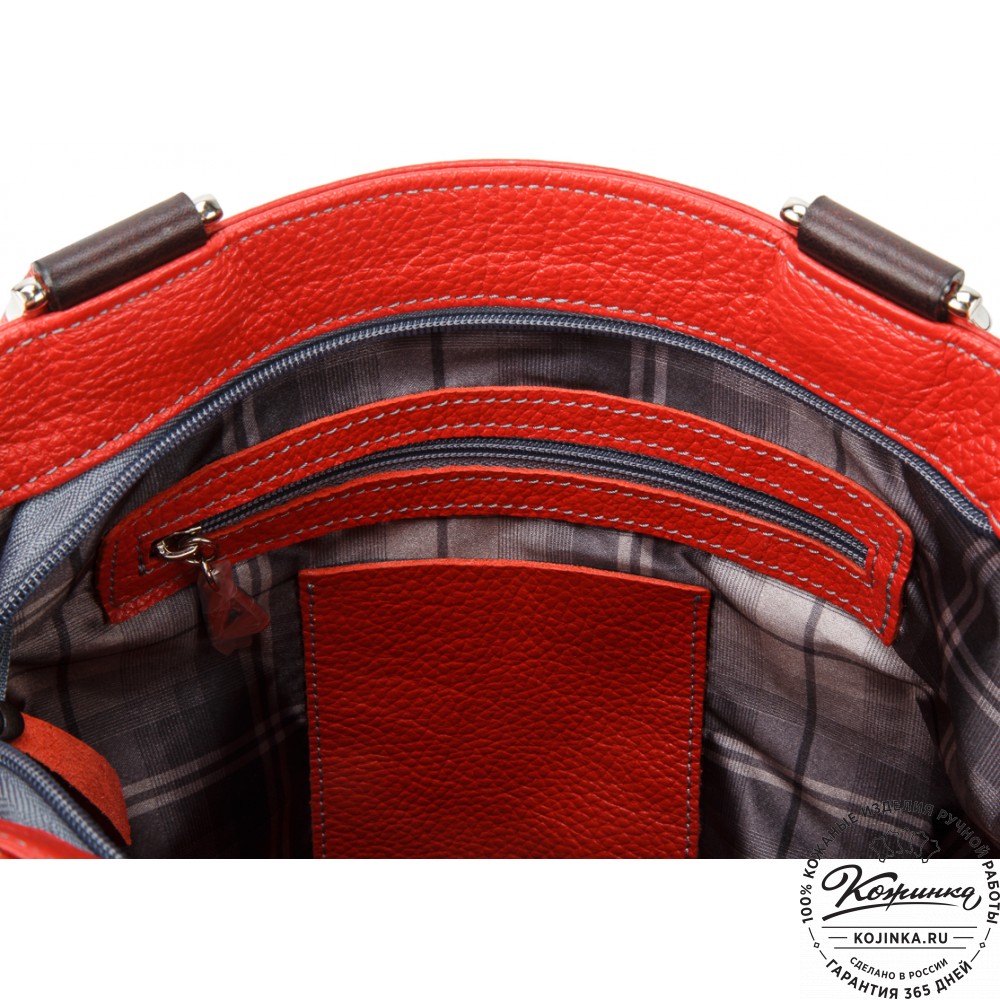 Женская кожаная сумка-рюкзак "Валентино" (красная)