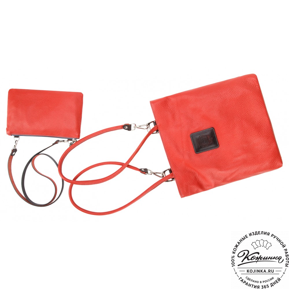 Женская кожаная сумка-рюкзак "Валентино" (красная)