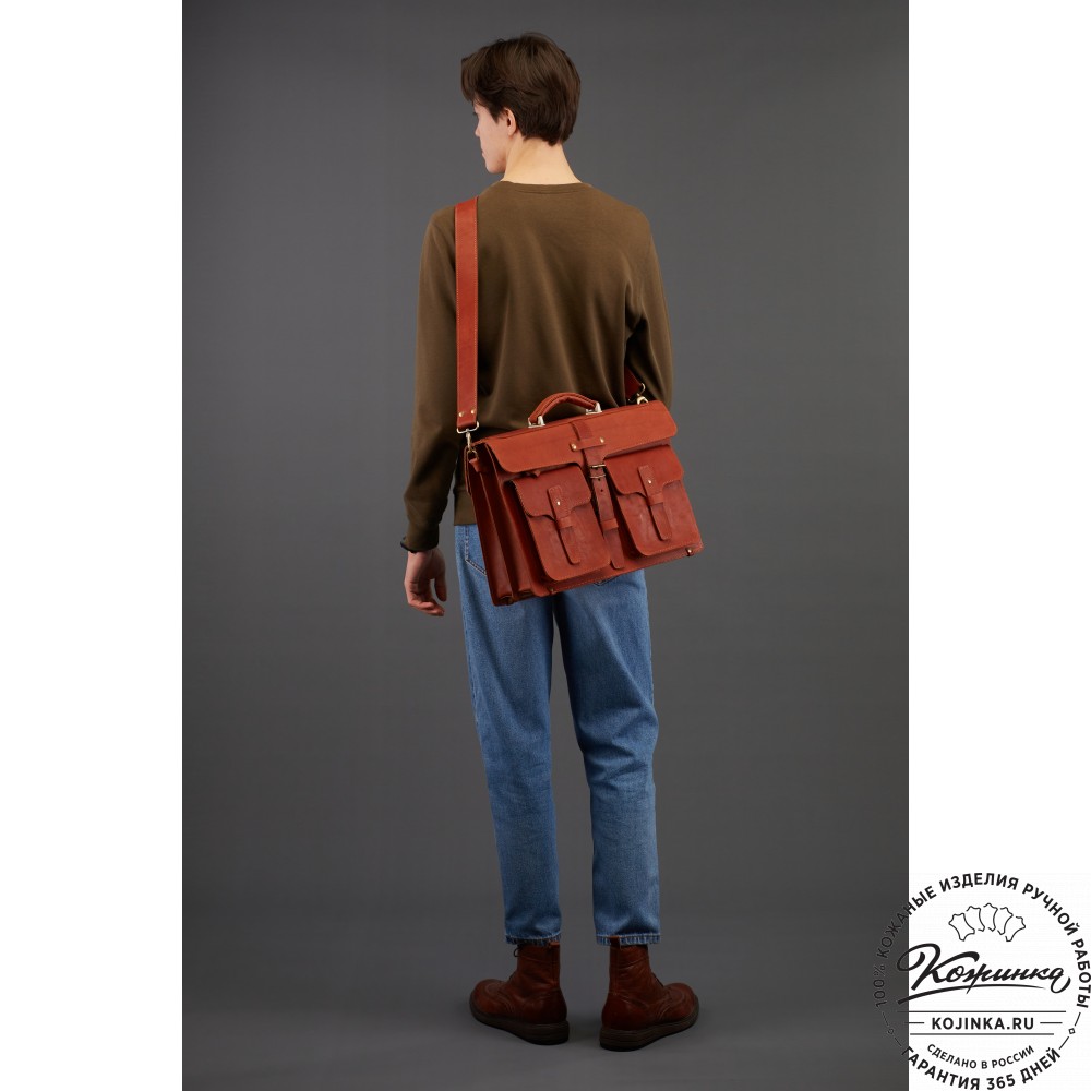 Кожаный портфель "Мирон" (чёрный)