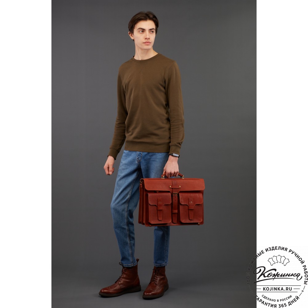 Кожаный портфель "Мирон" (чёрный)