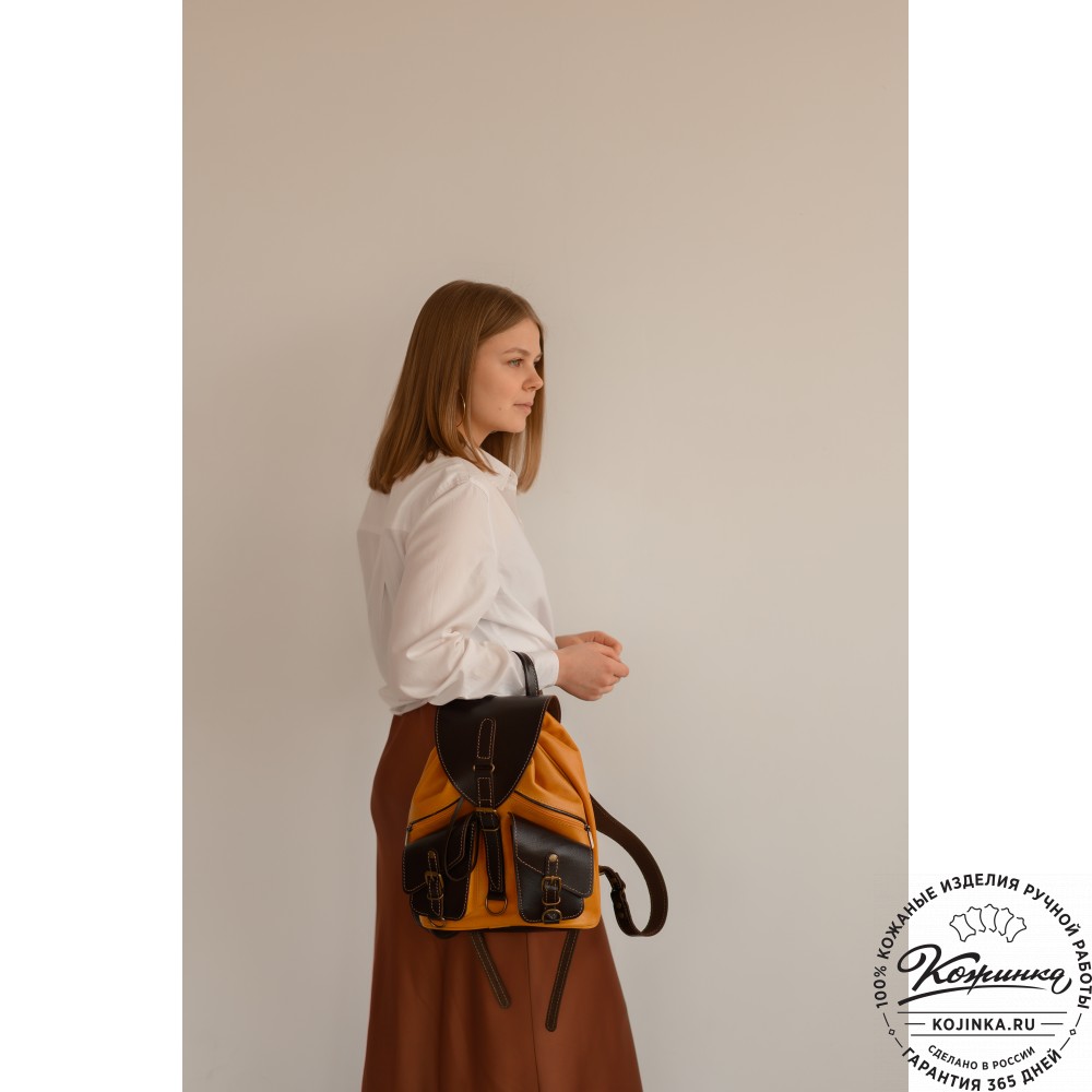 Кожаный рюкзак "Пилот" (оливково-серый)